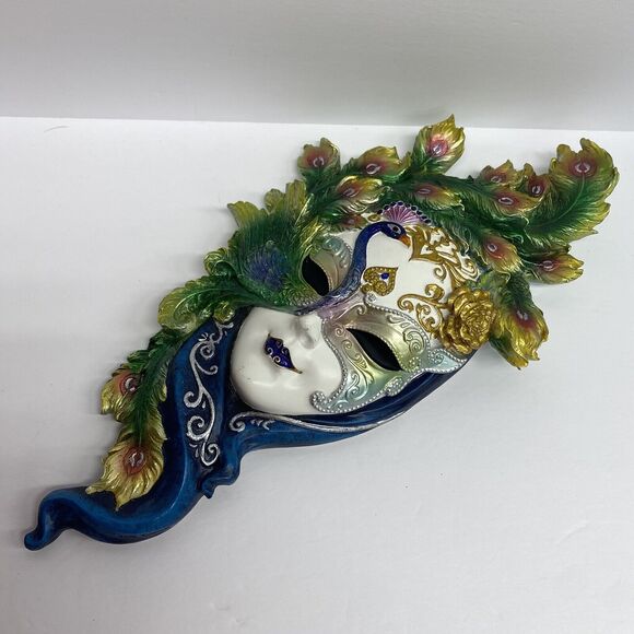 Design Toscano Wall Mask of Venice Peacock 6.5" x 13.5" Mardi Gras - READ - Picture 2 of 14
